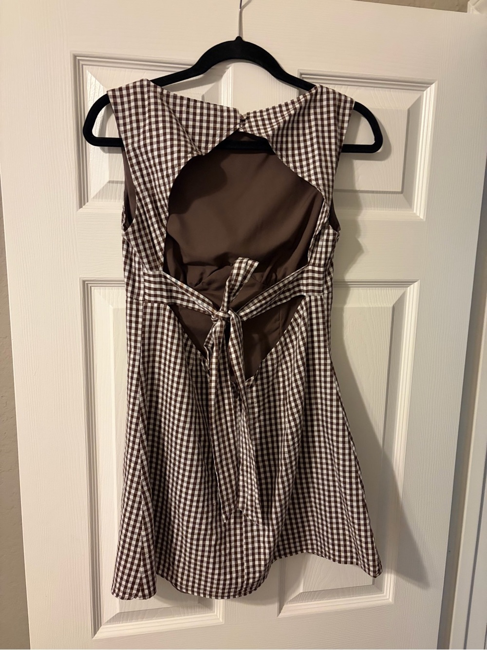 Peppermayo Brown and White Gingham Mini Dress - Picture 2 of 4